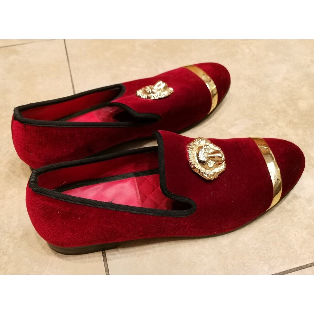 Men's Meijiana Luxury Dress Party Burgundy Velvet Loafers Shoes Size 12